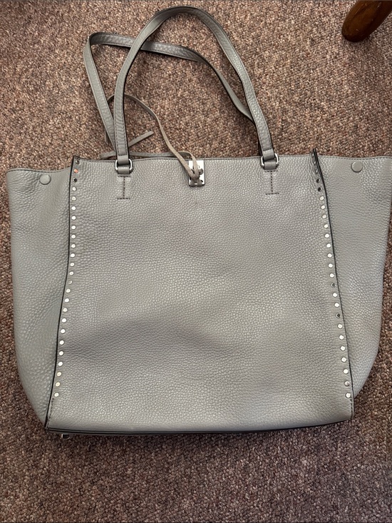 Rebecca Minkoff Handbags - Rebecca Minkoff Gray Pebbled Leather Tote with Stud Trim